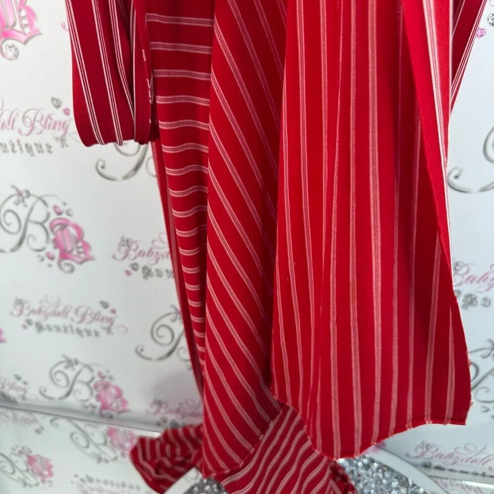 Fabric stretchy striped big piece sewing projects crafts clothing Red Striped
